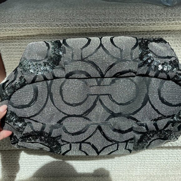 Coach Madison Y2K Op Art Sophia Black Graphite Sequin Metallic Satchel Bag - Picture 6 of 13